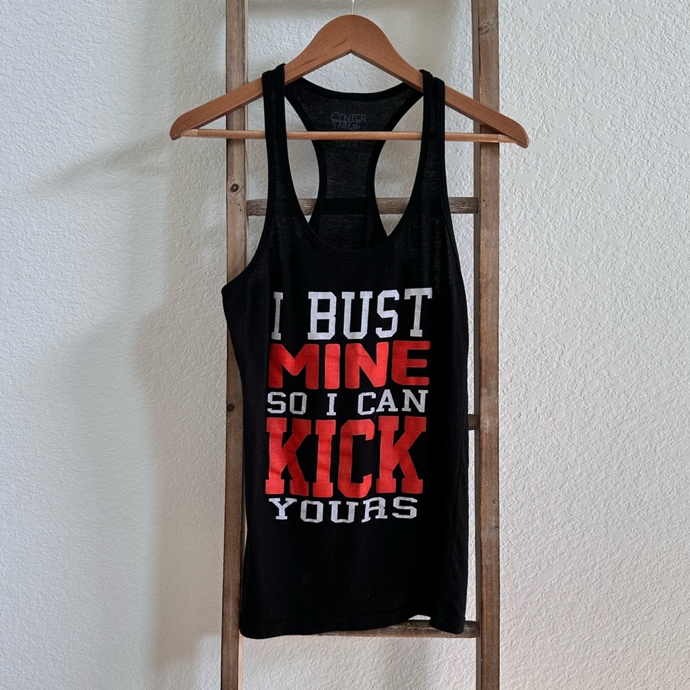 Center Stage Graphic Racerback tank sz: Large